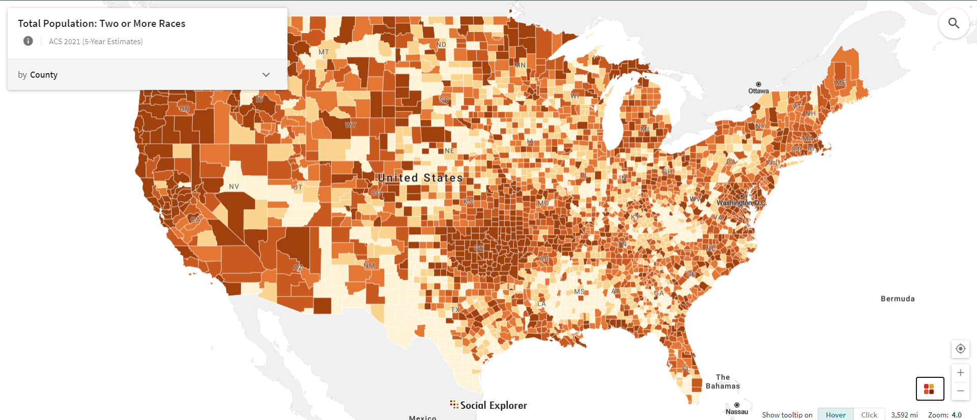 Multiracial Population in the US on the Rise, Concentrated in Hawaii and Oklahoma Counties