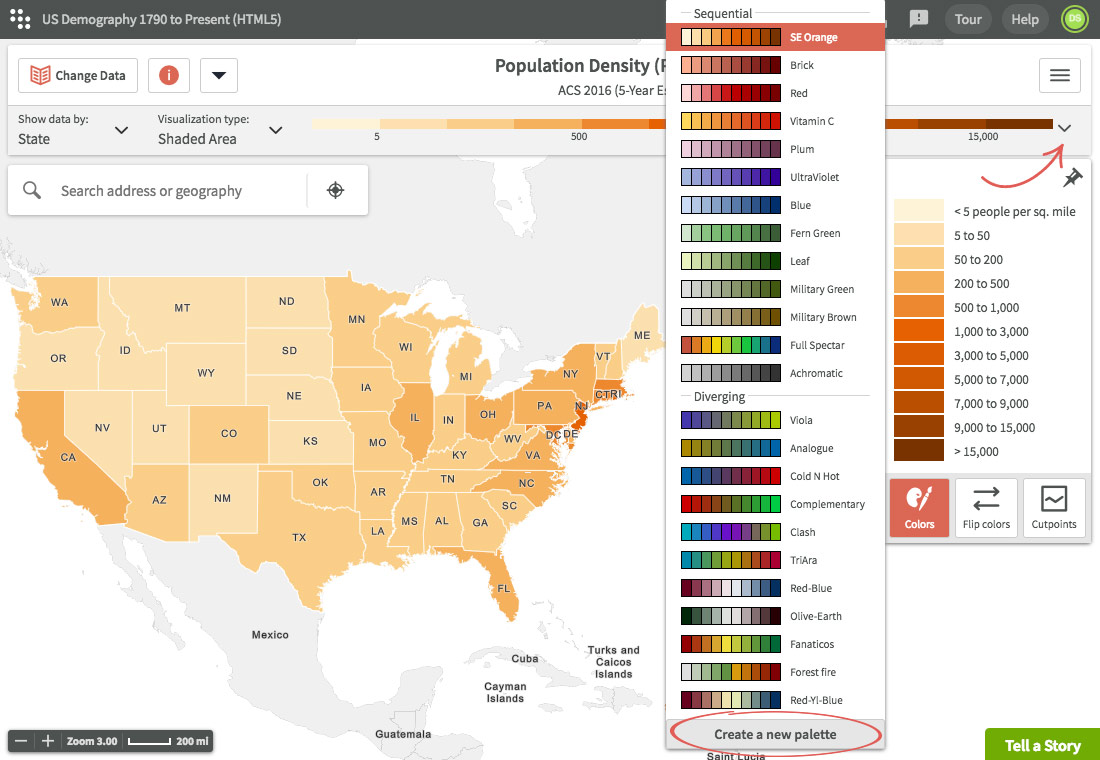 Create a new color palette | Visualizing data | Using Maps | Social ...