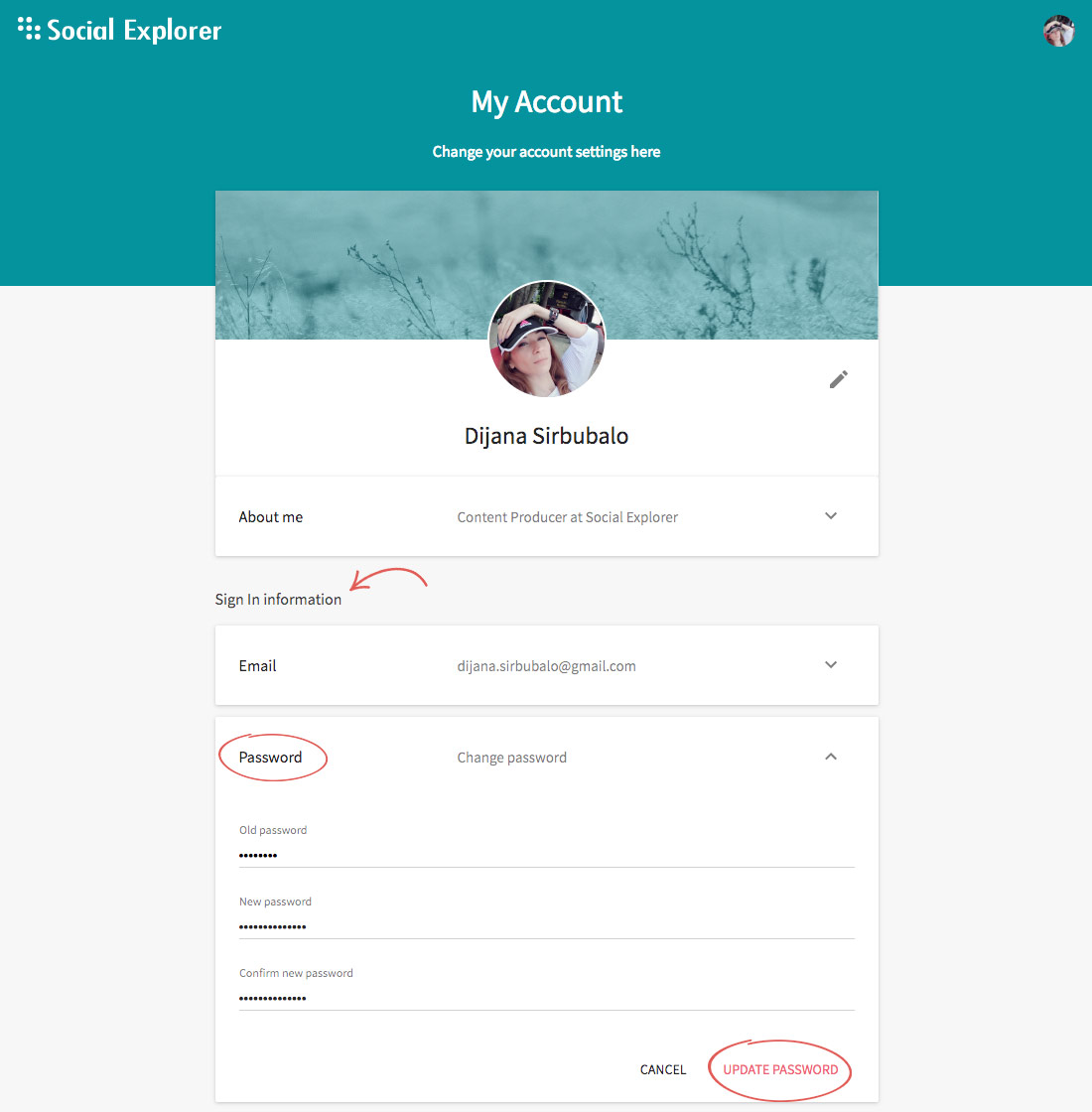 how to change the password of my account