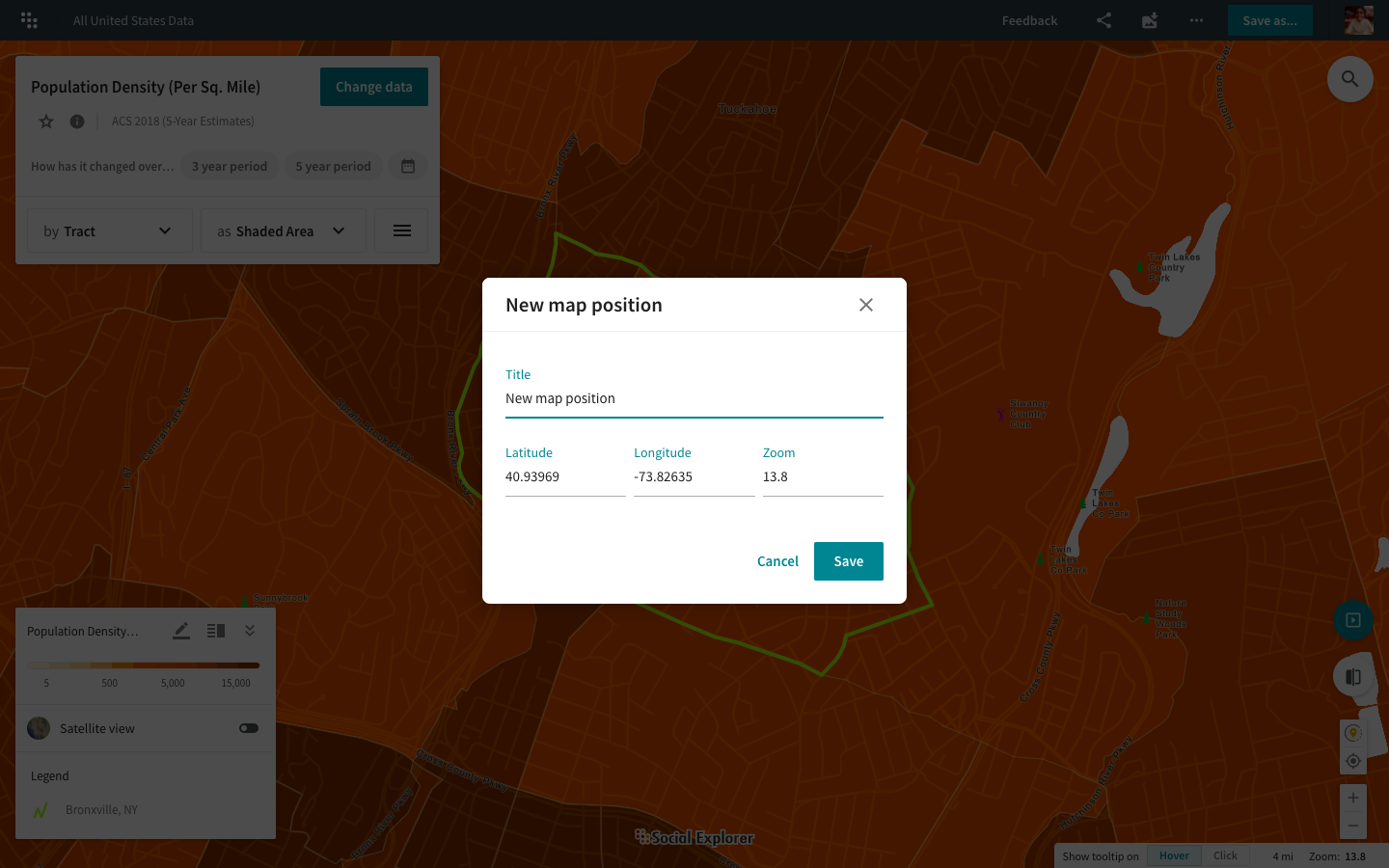 Save map positions Managing maps Using Maps Social Explorer Help