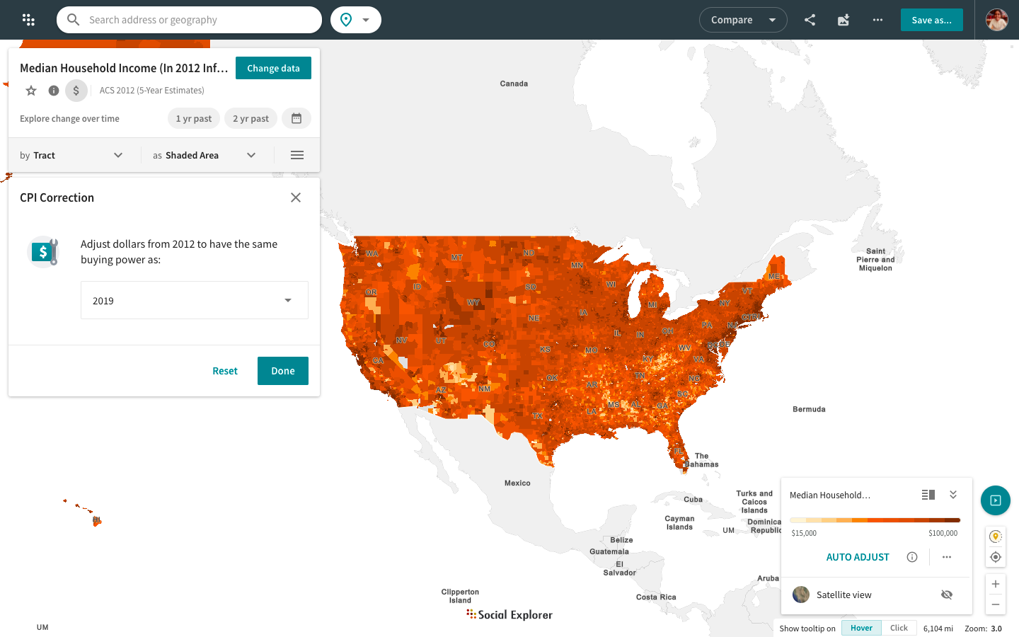 Adjust values for inflation in maps Visualizing data Using Maps